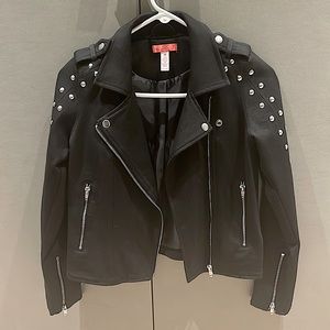 Girls Aqua black biker style jacket